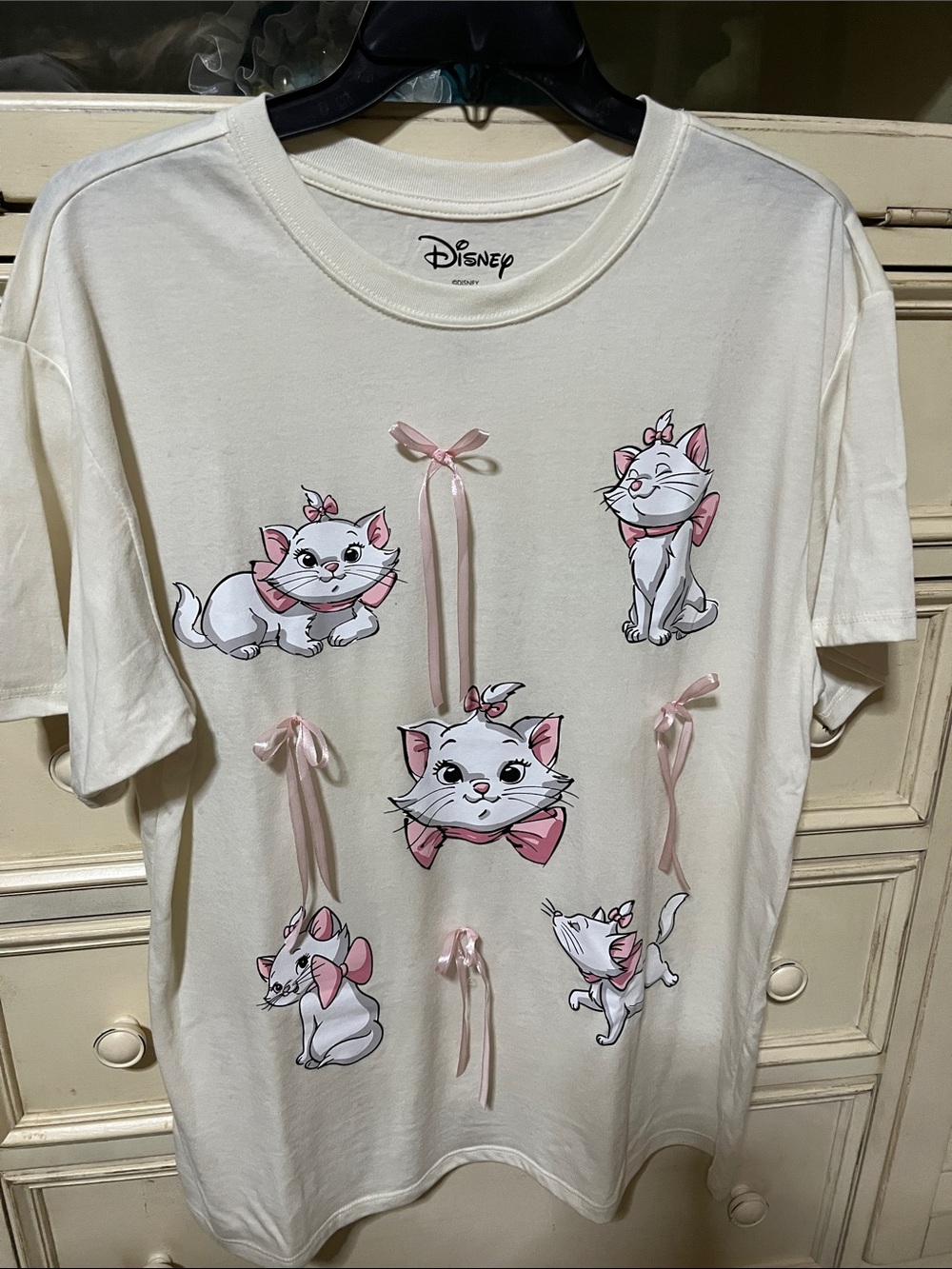 Disney Marie Cat Tee in Cream with Pink Accents